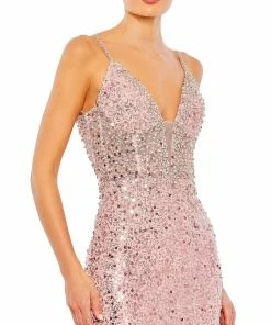 Mac Duggal Shop For Embellished Plunge Neck Sleeveless Trumpet Gown