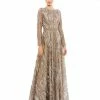 Mac Duggal Embellished Long Sleeve Sequin Lace Gown