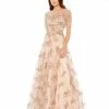 Mac Duggal Champagne Short Sleeve Gown