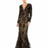 Mac Duggal Embellished Long Sleeve Plunge Neck Trumpet Gown Shop For