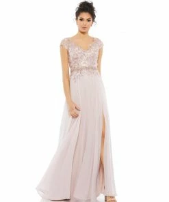 Mac Duggal Embellished Cap Sleeve Bodice Flowy Gown Shop For