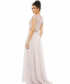 Mac Duggal Embellished Cap Sleeve Bodice Flowy Gown Shop For