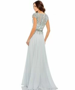 Mac Duggal Embellished Cap Sleeve Bodice Flowy Gown Shop For