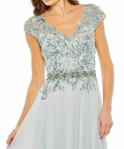 Mac Duggal Embellished Cap Sleeve Bodice Flowy Gown Shop For