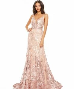 Mac Duggal Embroidered Jewel Encrusted Trumpet Gown