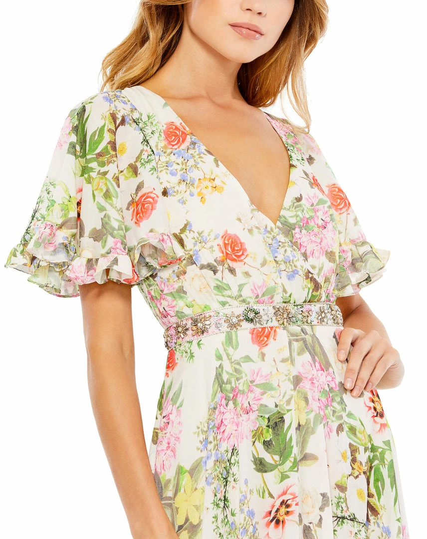 Mac Duggal Floral V-Neck Pleated Maxi Dress 3 Mac Duggal Floral V-Neck Pleated Maxi Dress