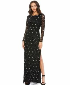 Mac Duggal Lattice Sequined Gown