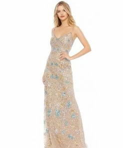 Mac Duggal Floral Sequin Gown With Strappy Back Shop For