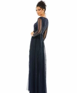 Mac Duggal Mother Of The Bride + Groom Dresses Elegant Embellished Surplice Evening Gown