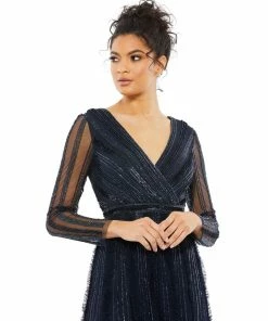 Mac Duggal Mother Of The Bride + Groom Dresses Elegant Embellished Surplice Evening Gown