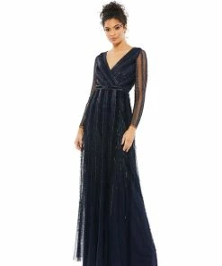 Mac Duggal Mother Of The Bride + Groom Dresses Elegant Embellished Surplice Evening Gown