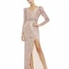 Mac Duggal Sequin Puff Sleeve Surplice Gown