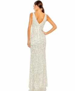 Mac Duggal Geometric Embellished V Neck Sleeveless Gown Shop For