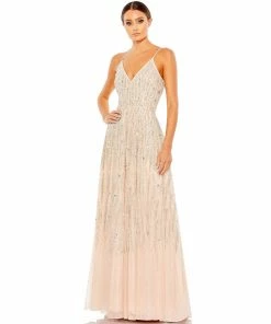 Mac Duggal Embellished Tulle Spaghetti Strap Gown