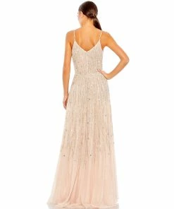 Mac Duggal Embellished Tulle Spaghetti Strap Gown