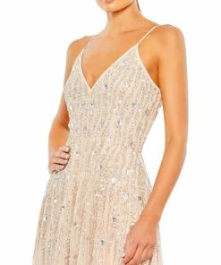 Mac Duggal Embellished Tulle Spaghetti Strap Gown