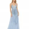 Mac Duggal Embellished Tulle Spaghetti Strap Gown