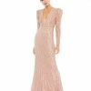 Mac Duggal Beaded Puff Sleeve Trumpet Evening Gown Shop For