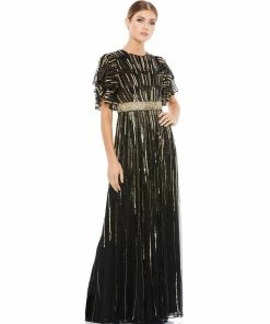 Mac Duggal Embellished Full Length Layered Sleeve Gown Shop For
