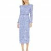 Mac Duggal Embellished High Neck Puff Sleeve Midi Dress