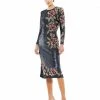 Mac Duggal Shop For Long Sleeve Sequined Floral Beaded Cocktail Dress