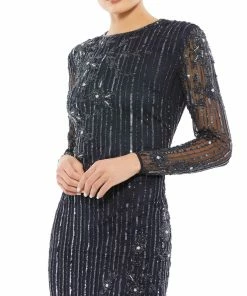 Mac Duggal Shop For Embellished High Neck Illusion Long Sleeve Gown