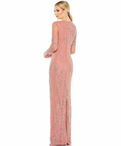 Mac Duggal Shop For Embellished High Neck Illusion Long Sleeve Gown