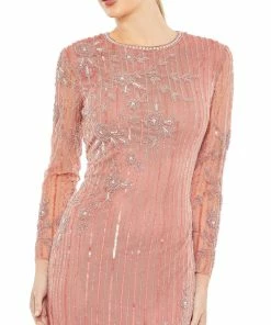 Mac Duggal Shop For Embellished High Neck Illusion Long Sleeve Gown