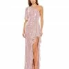 Mac Duggal Shop For Sequined Flutter Sleeve One Shoulder Draped Gown