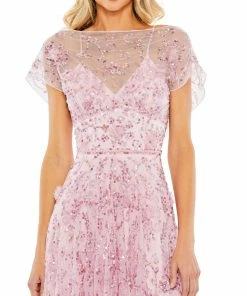 Mac Duggal Shop For Floral Embellished Illusion Cap Sleeve Gown