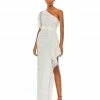 Mac Duggal Asymmetric Beaded One Shoulder Gown