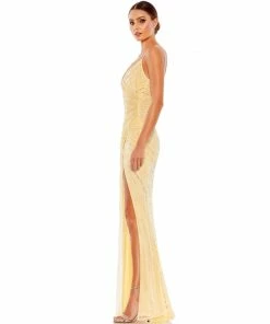Mac Duggal Shop For Beaded Sleeveless Faux Wrap Gown