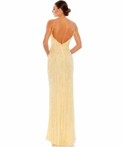 Mac Duggal Shop For Beaded Sleeveless Faux Wrap Gown