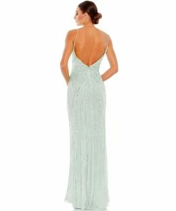 Mac Duggal Shop For Beaded Sleeveless Faux Wrap Gown