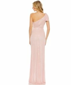 Mac Duggal Shop For Pearl Embellished Soft Tie One Shoulder Gown