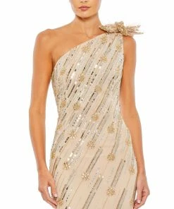 Mac Duggal Embellished Floral Detail One Shoulder Gown Shop For