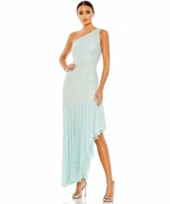 Mac Duggal Pearl One Shoulder Asymmetrical Hem Dress