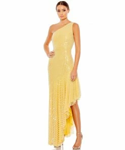 Mac Duggal Pearl One Shoulder Asymmetrical Hem Dress