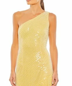 Mac Duggal Pearl One Shoulder Asymmetrical Hem Dress