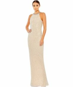 Mac Duggal Shop For Beaded Halter Neck Column Gown