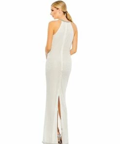 Mac Duggal Shop For Beaded Halter Neck Column Gown