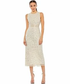 Mac Duggal Geometric Embellished Sleeveless A Line Dress Shop For