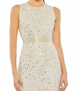 Mac Duggal Geometric Embellished Sleeveless A Line Dress Shop For