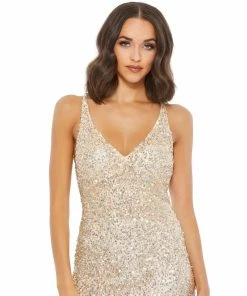 Mac Duggal Shop For Sequined Strappy Sleeveless Gown