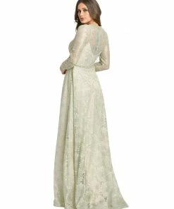 Mac Duggal Long Sleeve Floral Lace Gown Shop For